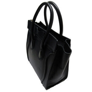 Celine Leather Shopper Handbag Black Luggage